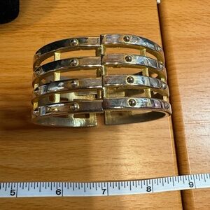 Vintage Gold Tone Cuff Bracelet Clamper